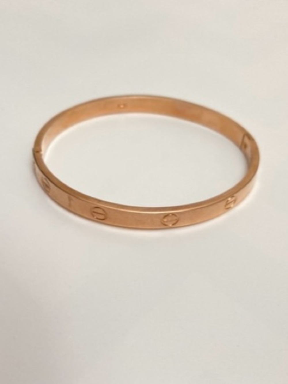 ROSE GOLD tone flathead screw motif hinge bangle bracelet, good for stacking